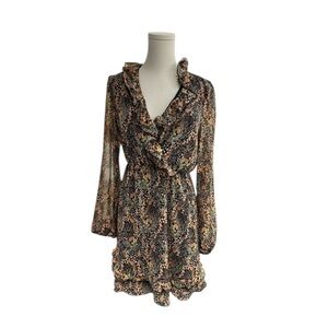 Topshop Floral Long Sleeve Mini Dress